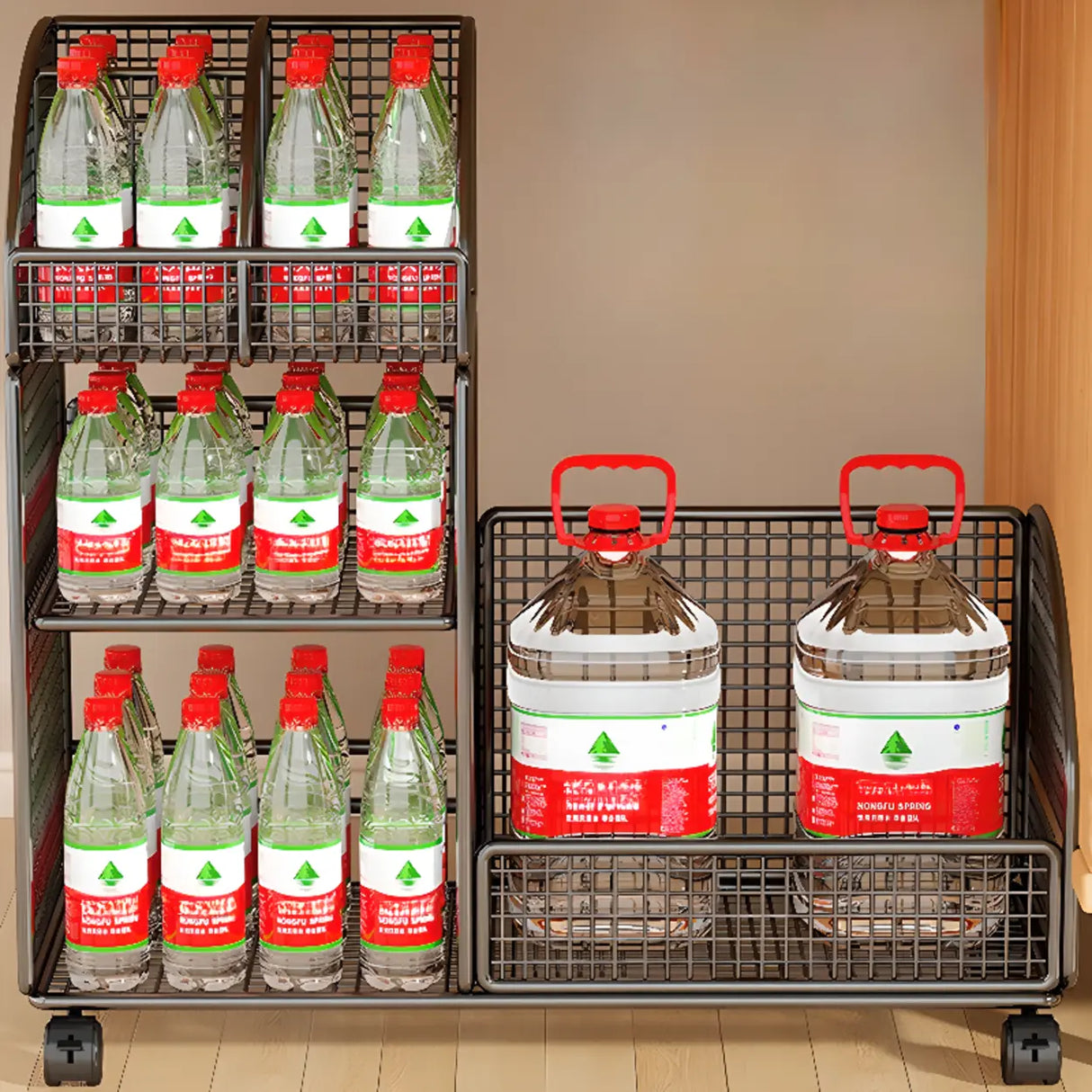 Black Freestanding Fixed Height Metal Utility Cart Image - 8