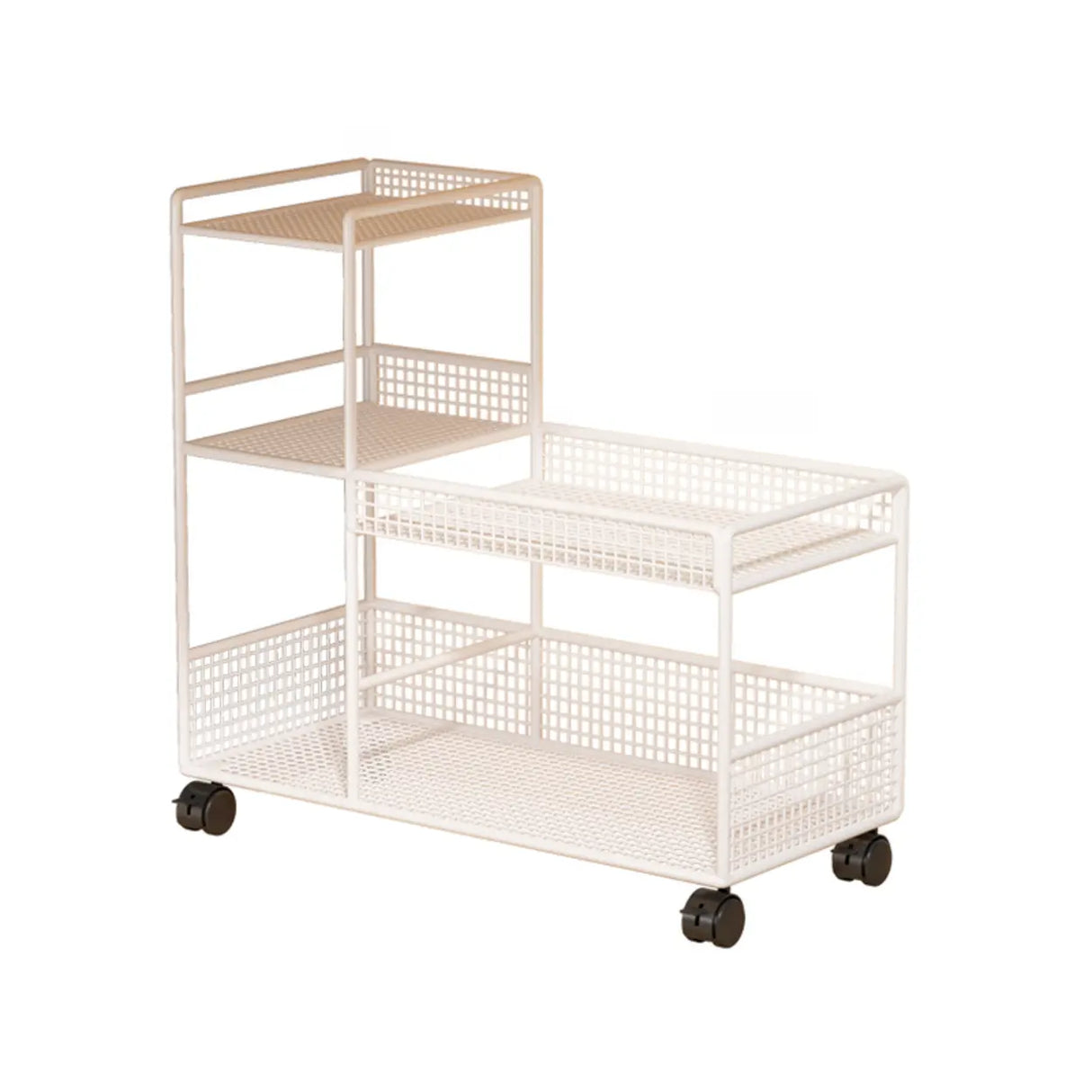 Black Freestanding Metal Utility Cart with Shelves Image - 10