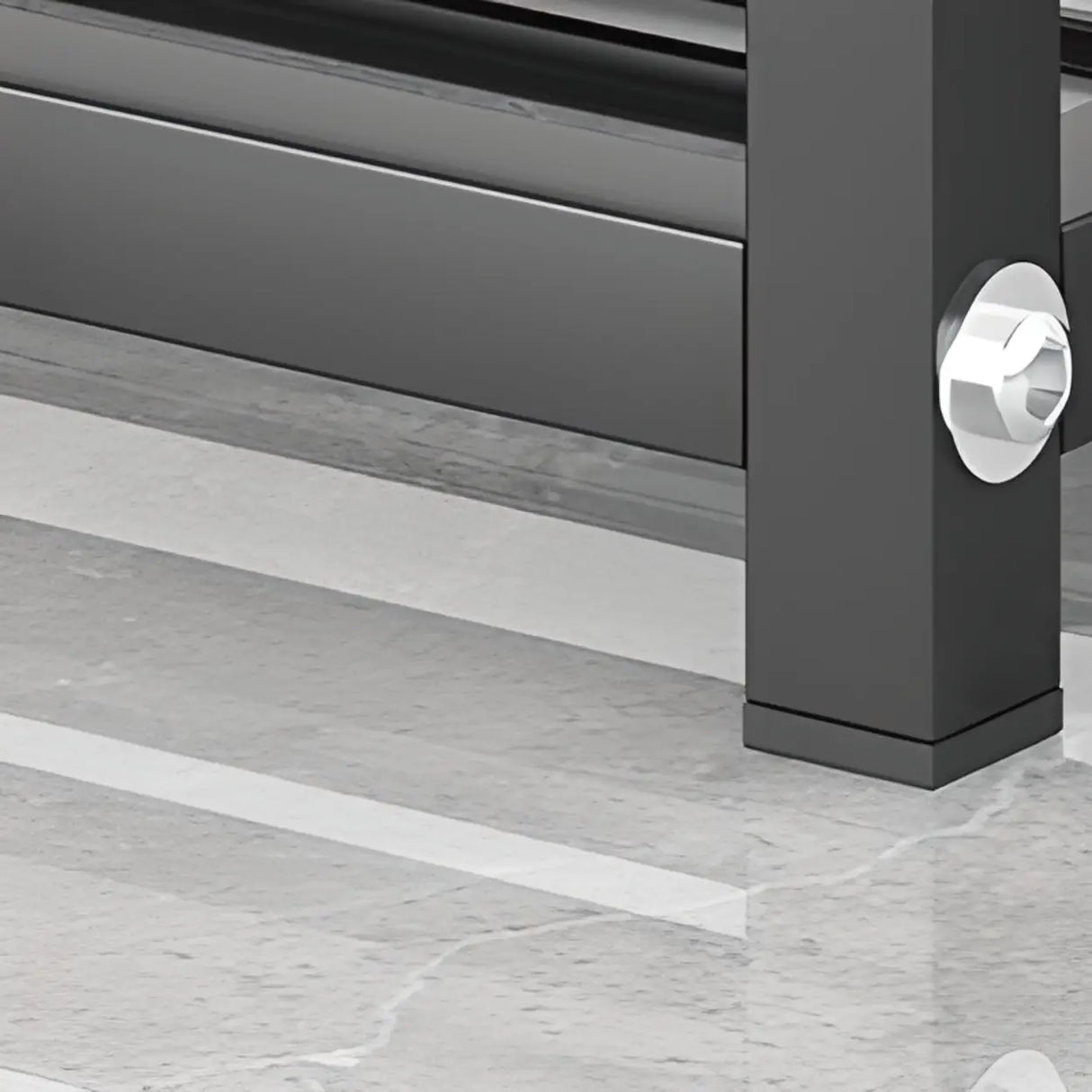 Black Freestanding Organizer Bench Metal Entryway Shoe Rack Image - 13