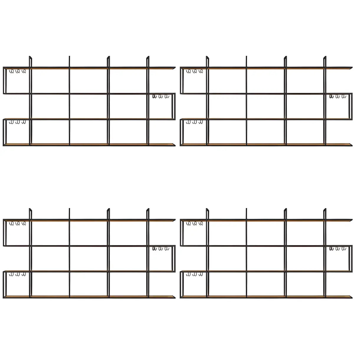 Black Geometric Metal Large Floating Wall Wine Rack Holder Image - 17