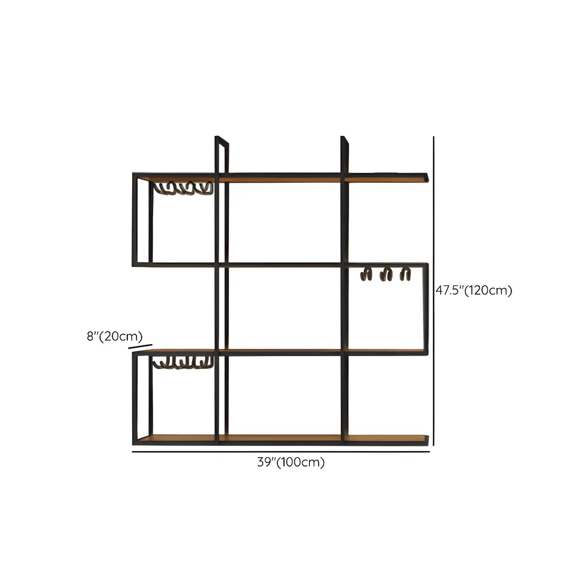 Black Geometric Metal Large Floating Wall Wine Rack Holder