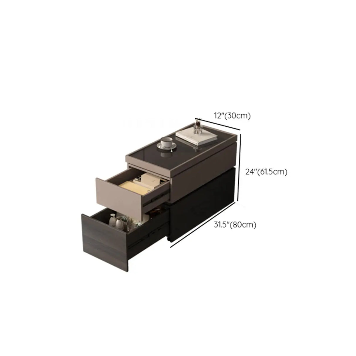 Black Glass Lift Top Storage Coffee Table with Wheel