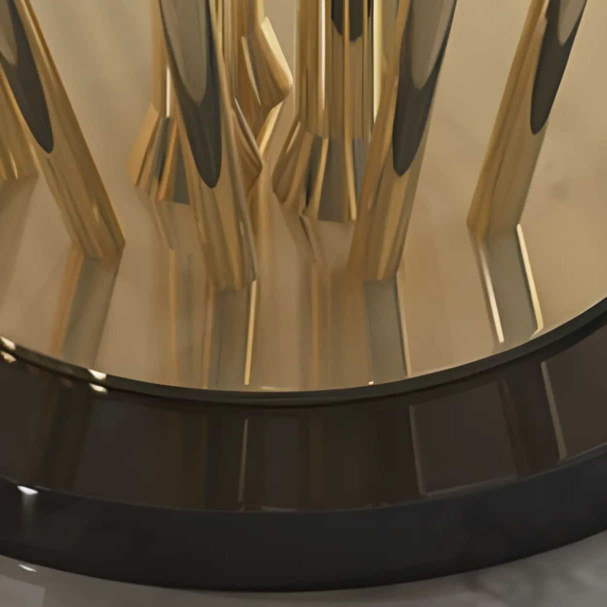 Black-Gold Round Leather Metal Pedestal Bar Stools Image - 2