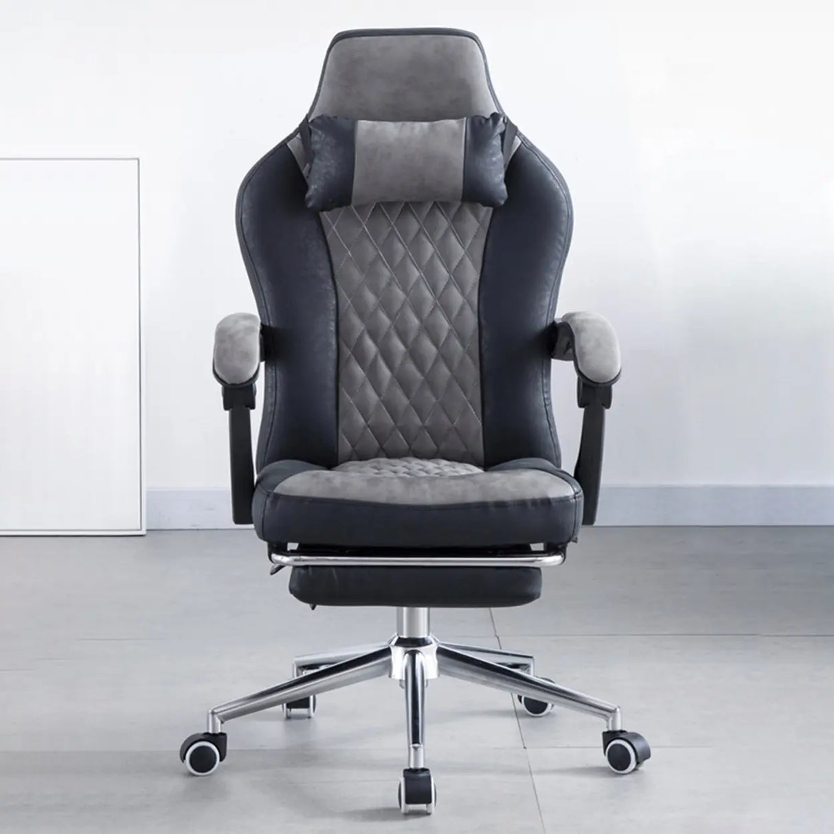 Black-Gray Executive Tilt Lock Faux Leather Office Chair Image - 1