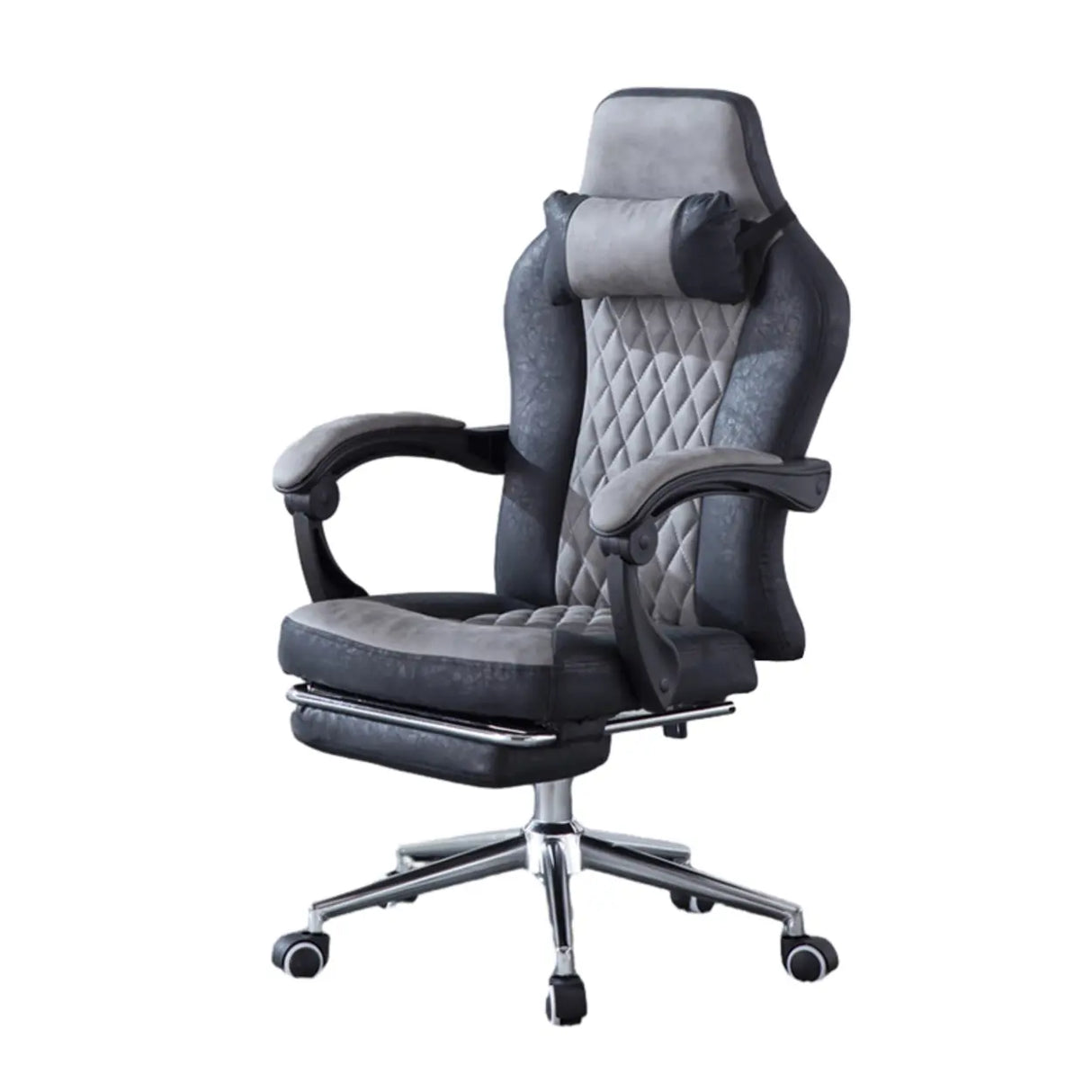 Black-Gray Executive Tilt Lock Faux Leather Office Chair Image - 10