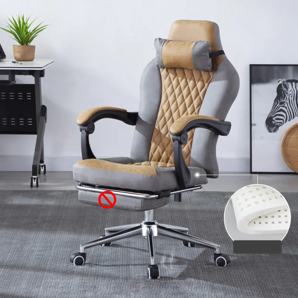 Black-Gray Executive Tilt Lock Faux Leather Office Chair Image - 14