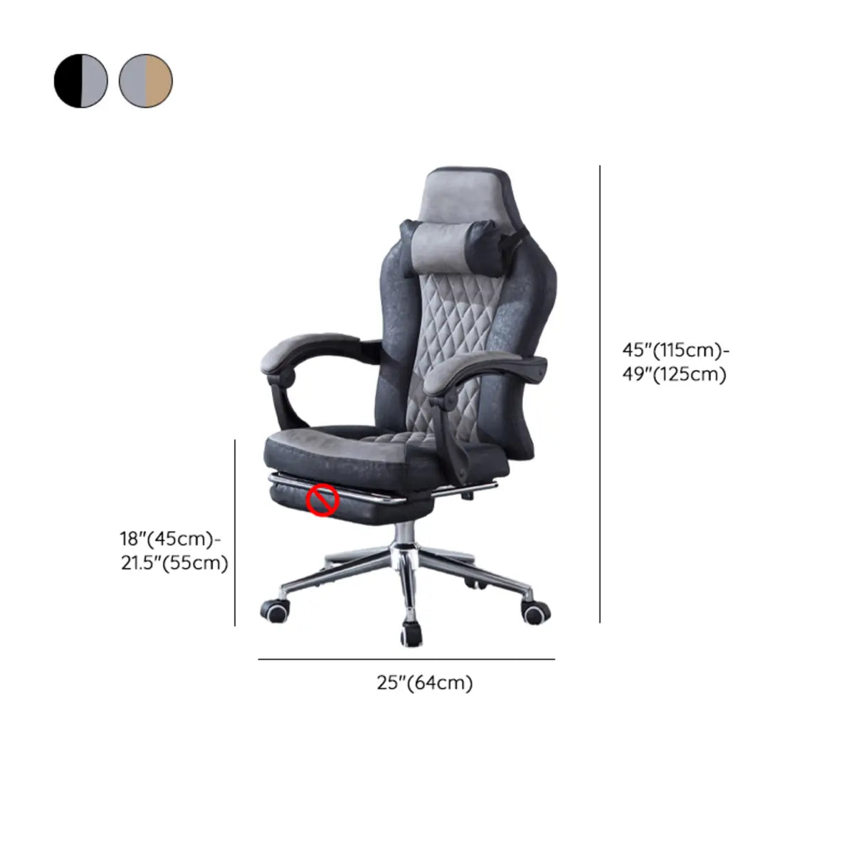 Black-Gray Executive Tilt Lock Faux Leather Office Chair Image - 19