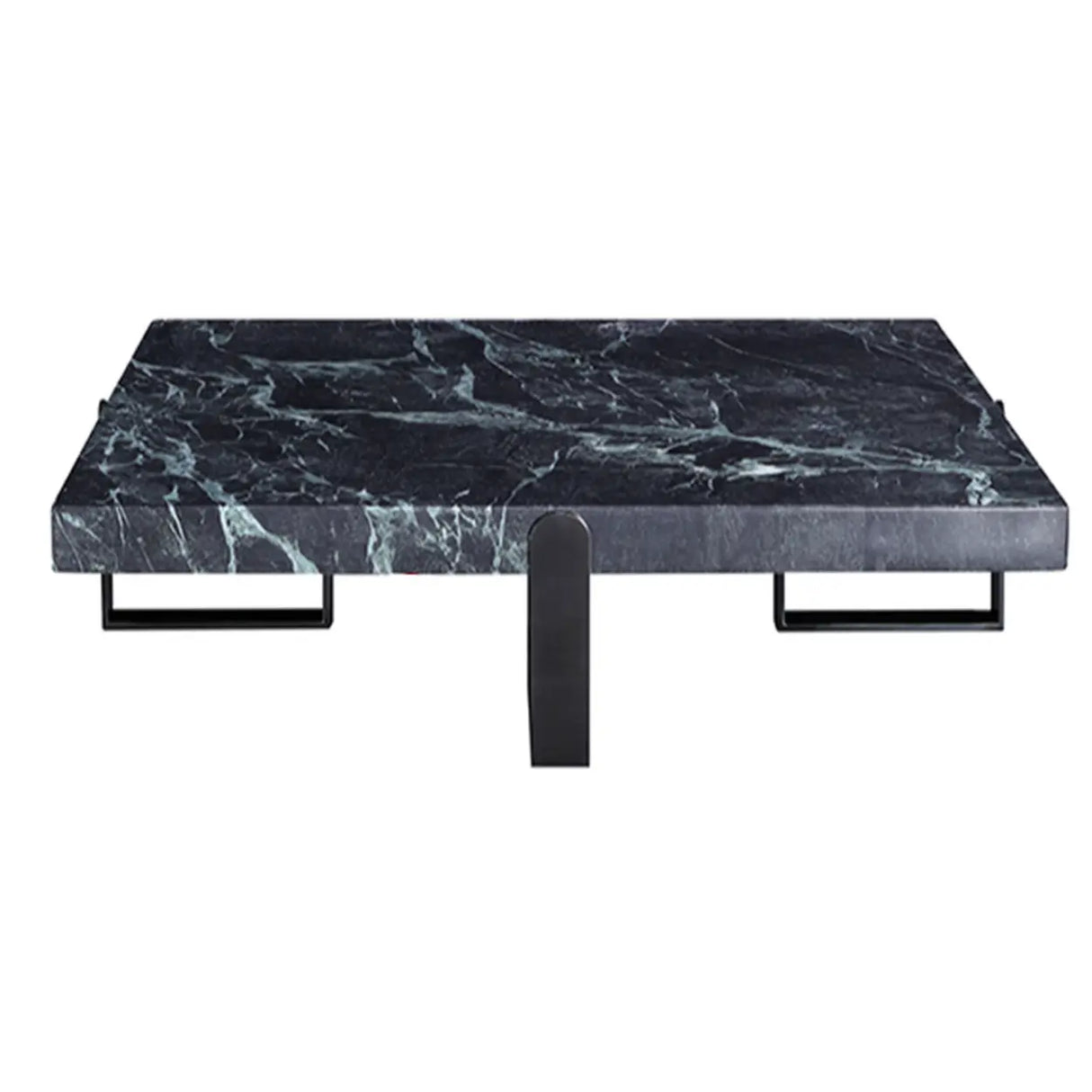 Black Green Square Marble Stainless Steel Coffee Table Image - 10