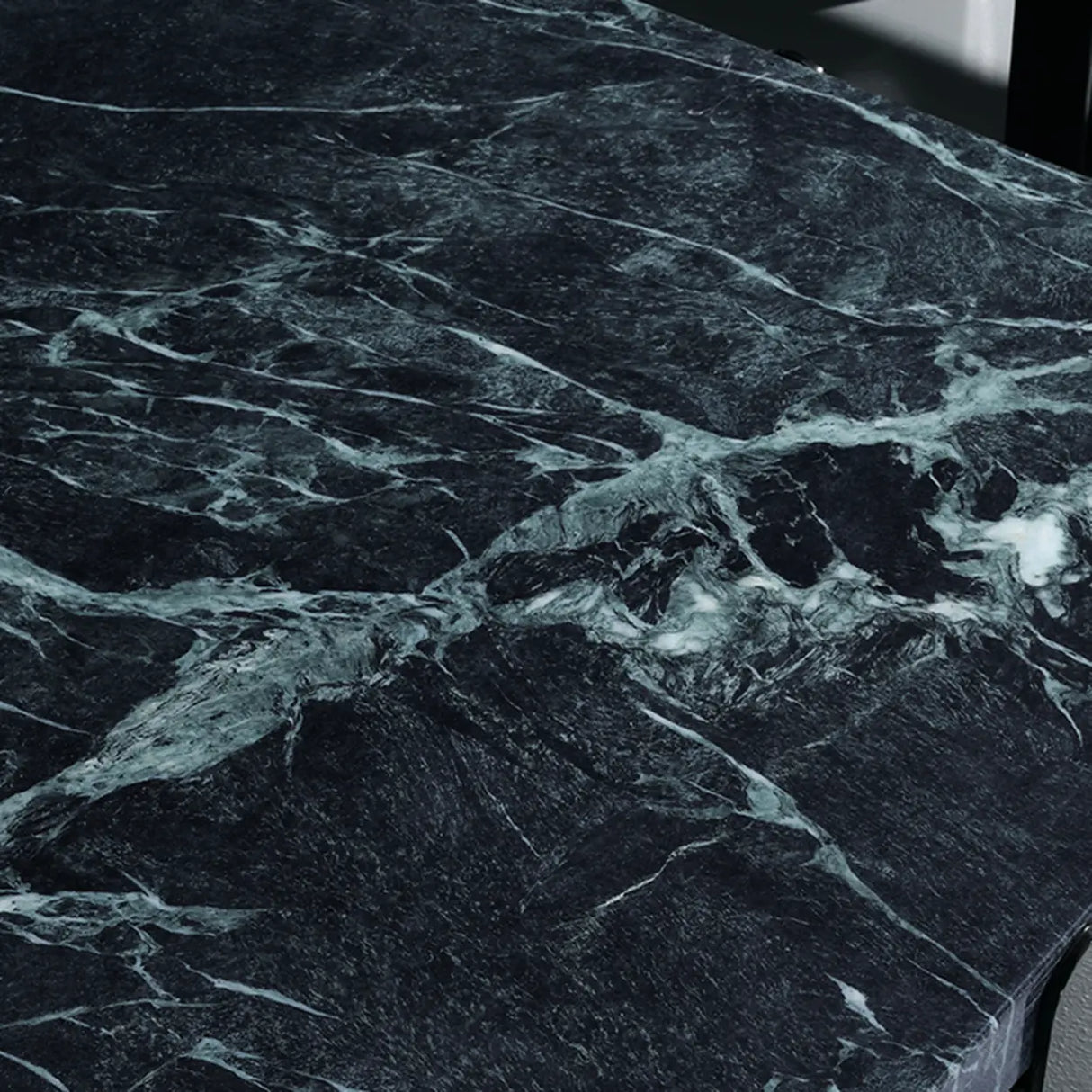 Black Green Square Marble Stainless Steel Coffee Table Image - 4