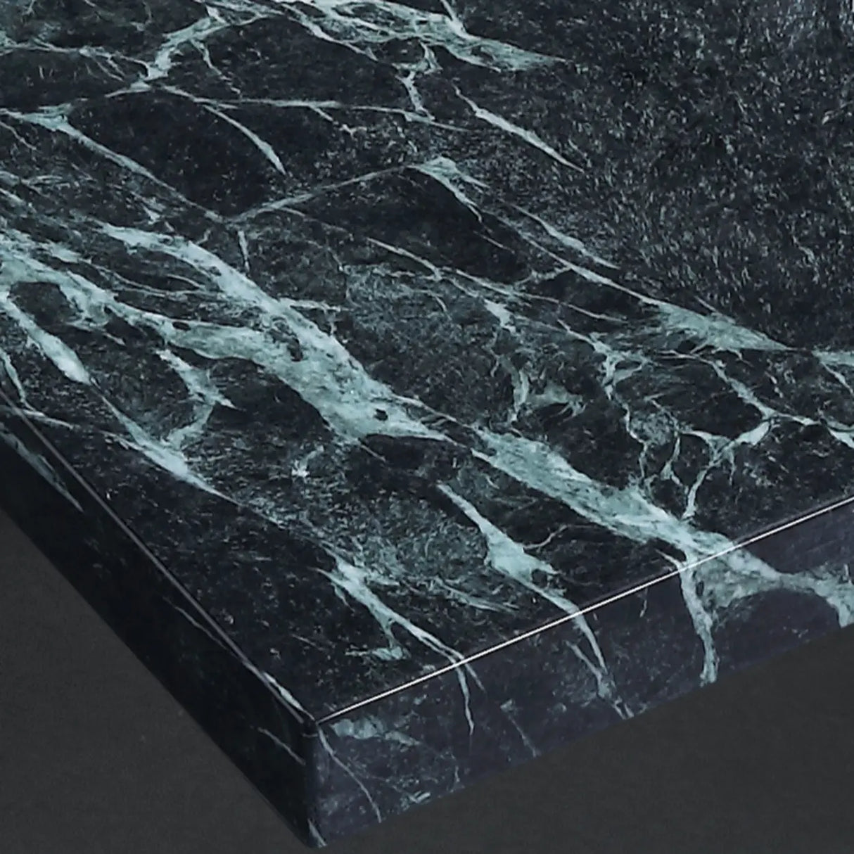 Black Green Square Marble Stainless Steel Coffee Table Image - 6