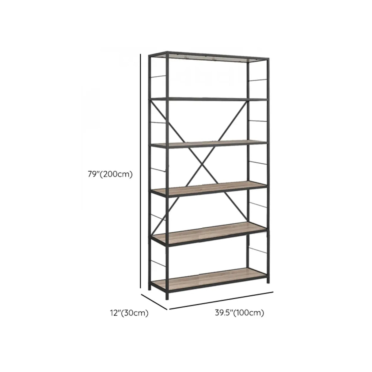 Black Iron Industrial Open Multi-Size Storage Bookshelf Image - 18
