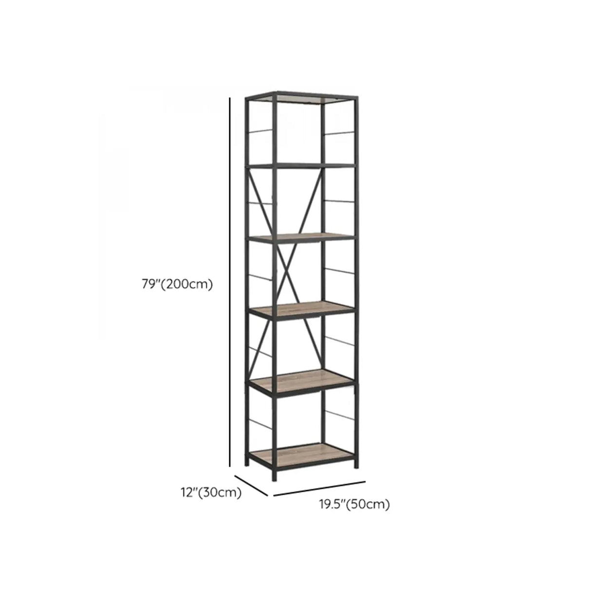 Black Iron Industrial Open Multi-Size Storage Bookshelf Image - 19