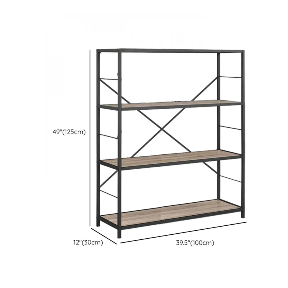 Black Iron Industrial Open Multi-Size Storage Bookshelf Image - 20