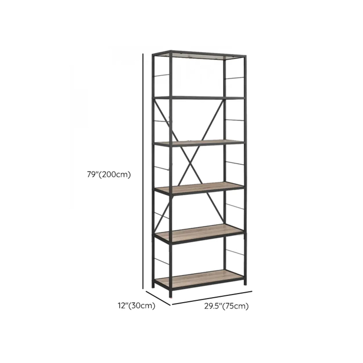 Black Iron Industrial Open Multi-Size Storage Bookshelf Image - 21