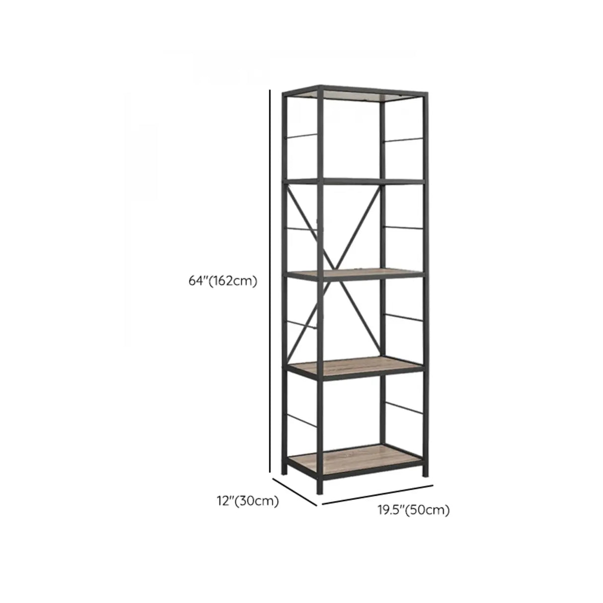 Black Iron Industrial Open Multi-Size Storage Bookshelf Image - 24