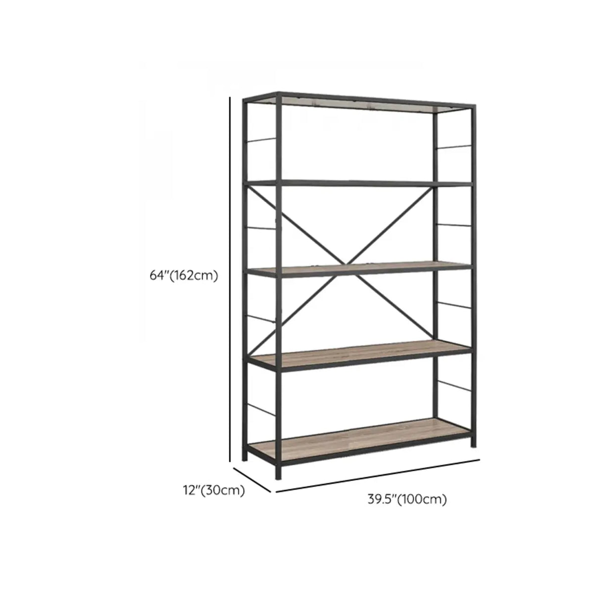 Black Iron Industrial Open Multi-Size Storage Bookshelf Image - 25