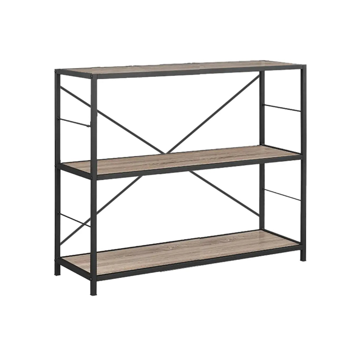 Black Iron Industrial Open Multi-Size Storage Bookshelf Image - 9
