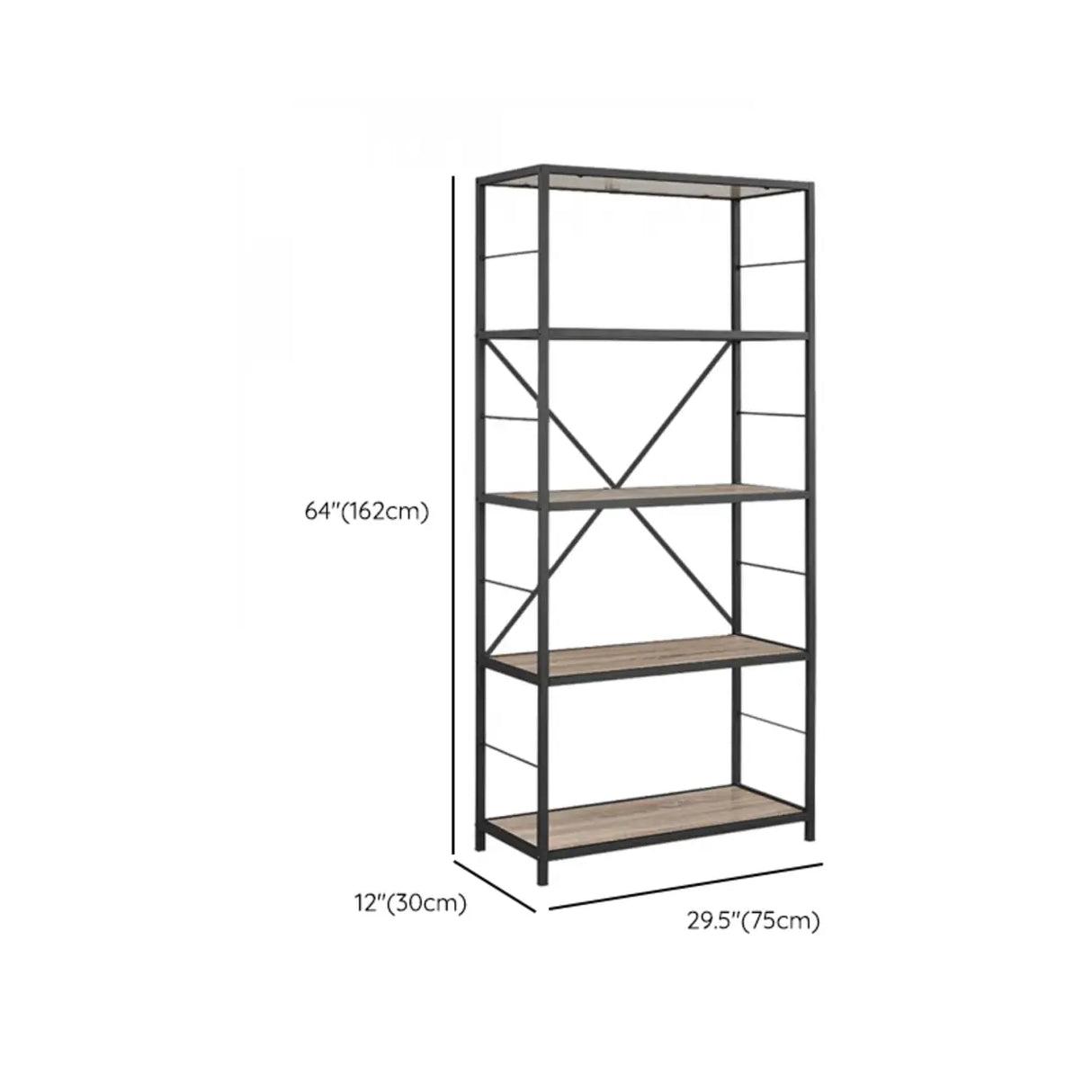Black Iron Industrial Open Multi-Size Storage Bookshelf Image - 28