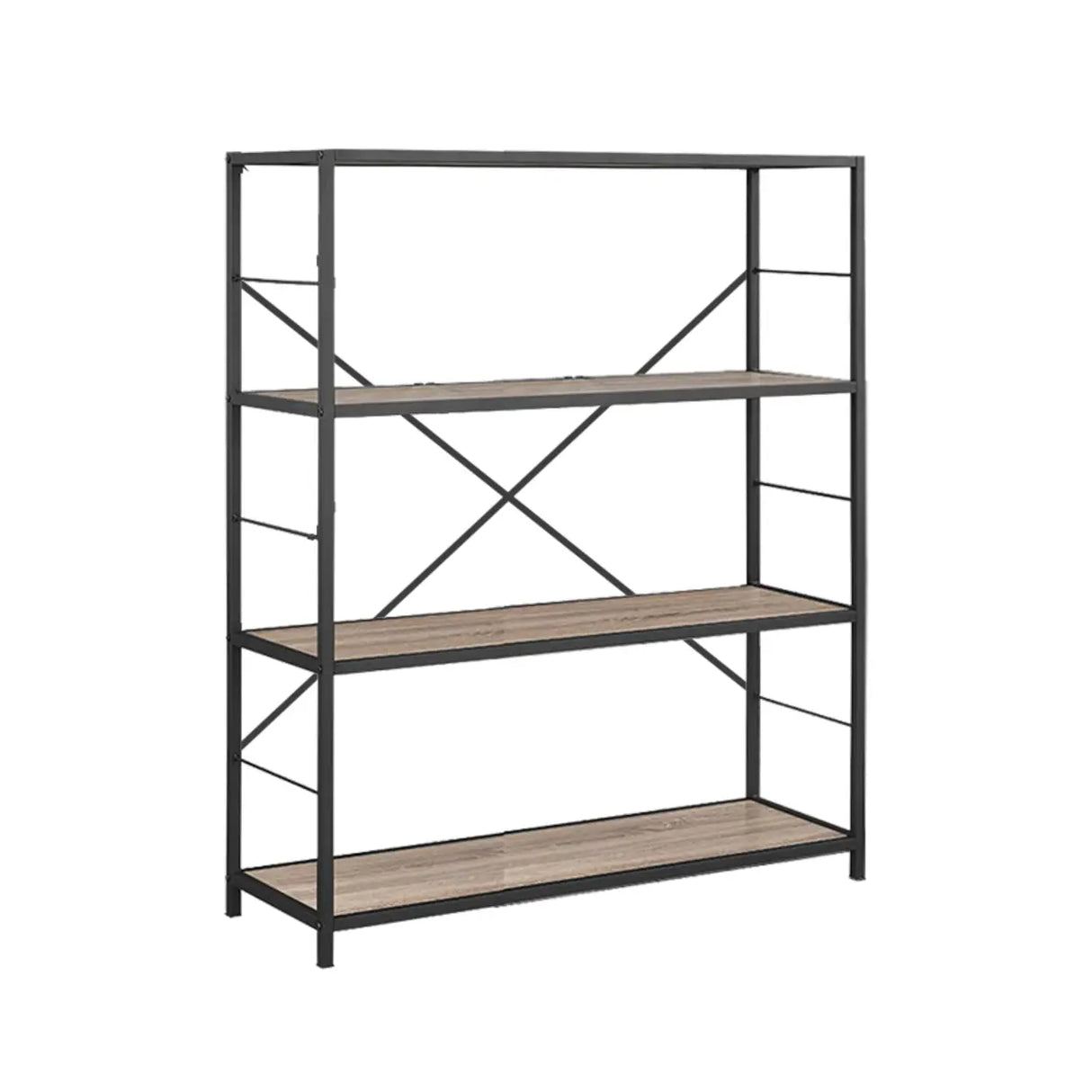 Black Iron Industrial Open Multi-Size Storage Bookshelf Image - 10