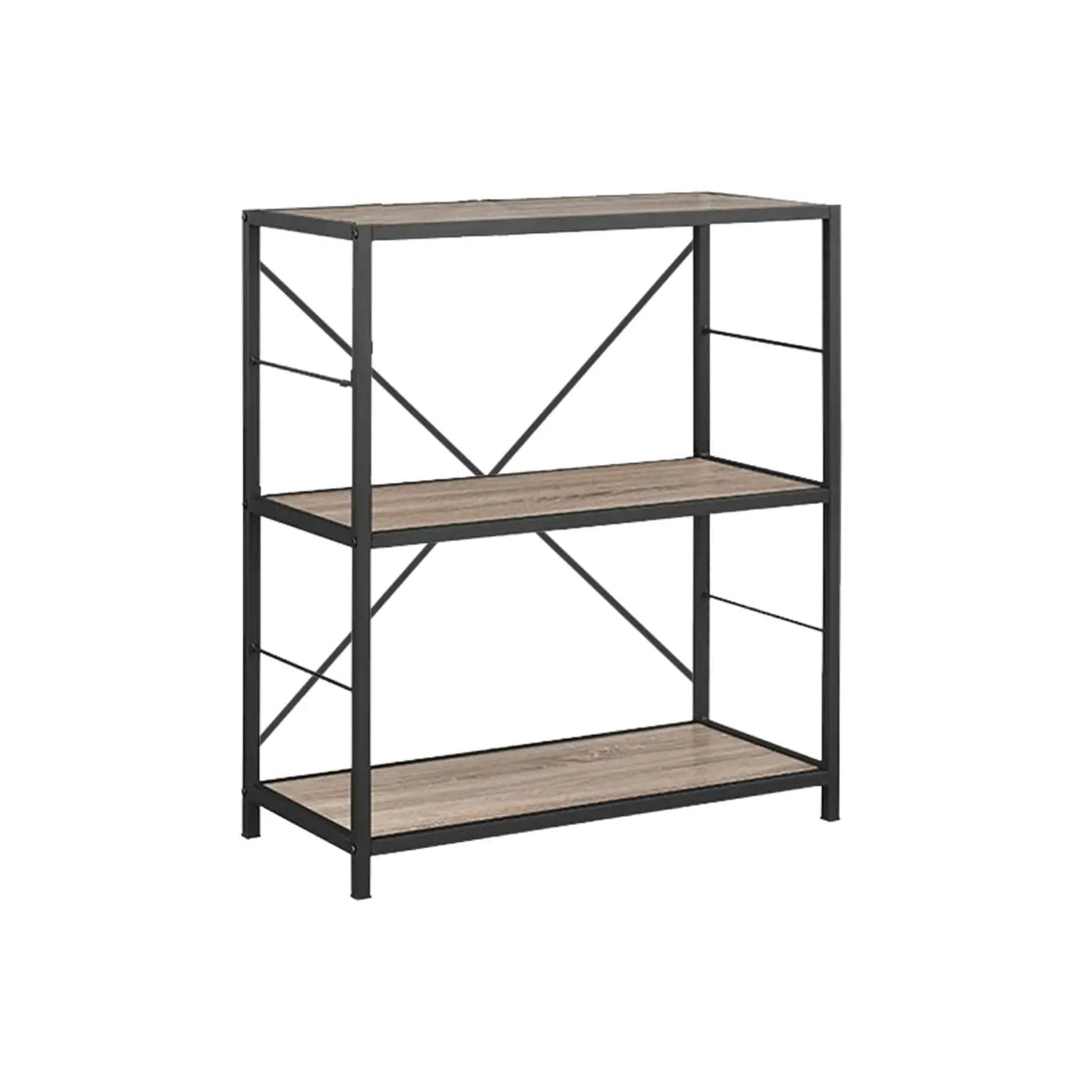 Black Iron Industrial Open Multi-Size Storage Bookshelf Image - 3