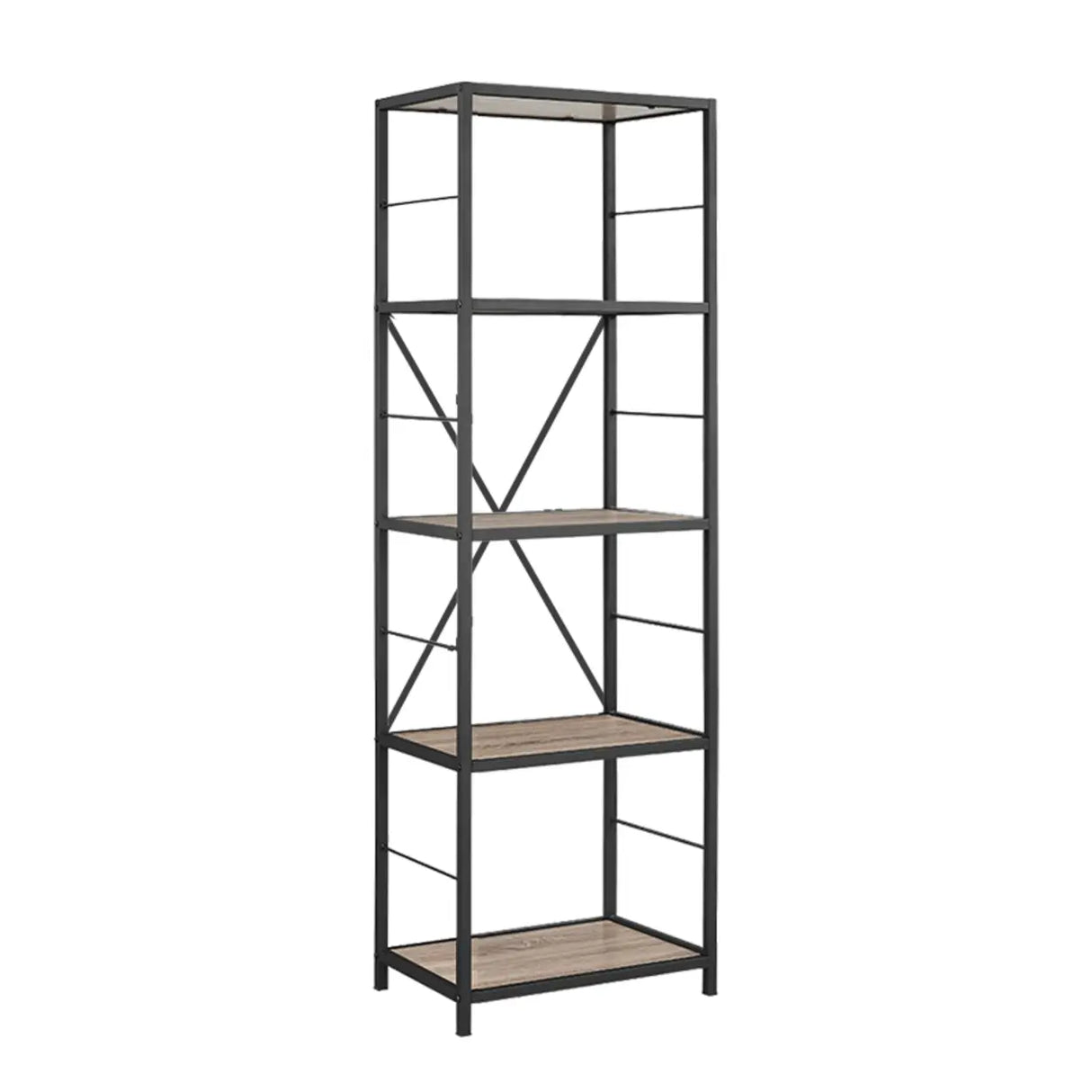 Black Iron Industrial Open Multi-Size Storage Bookshelf Image - 11