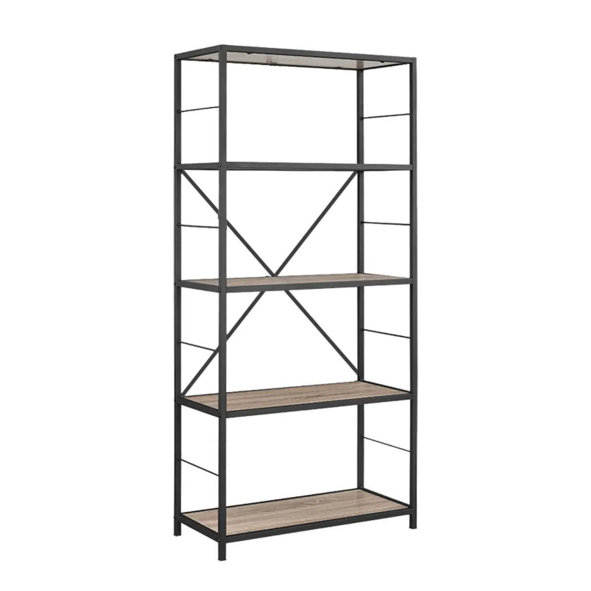 Black Iron Industrial Open Multi-Size Storage Bookshelf Image - 12