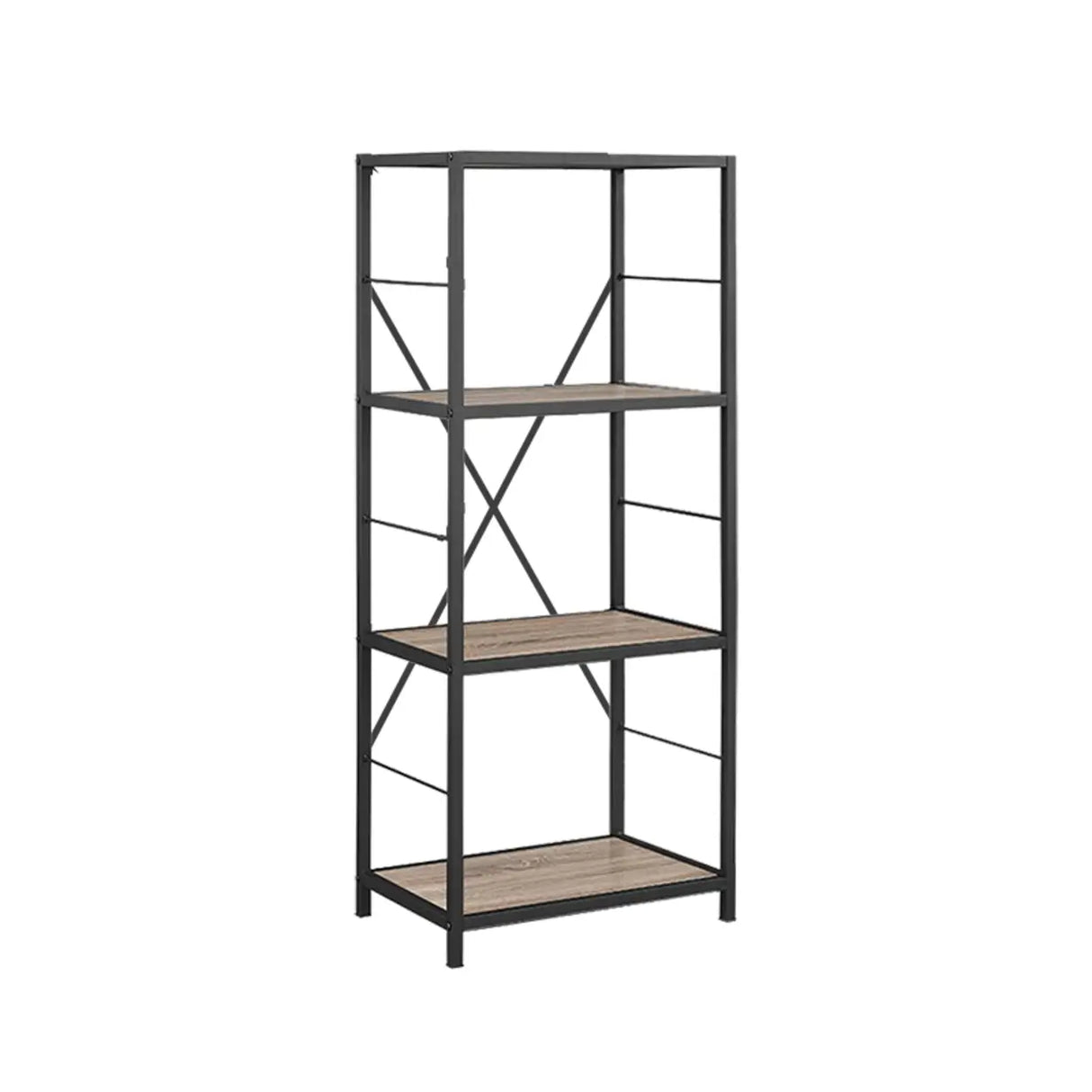 Black Iron Industrial Open Multi-Size Storage Bookshelf Image - 5