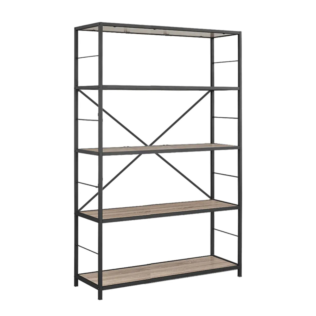 Black Iron Industrial Open Multi-Size Storage Bookshelf Image - 13