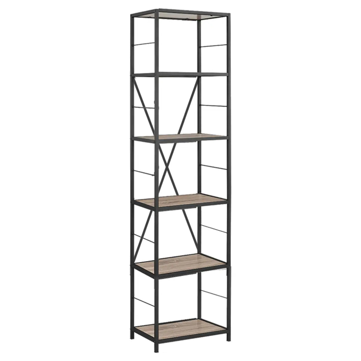 Black Iron Industrial Open Multi-Size Storage Bookshelf Image - 14