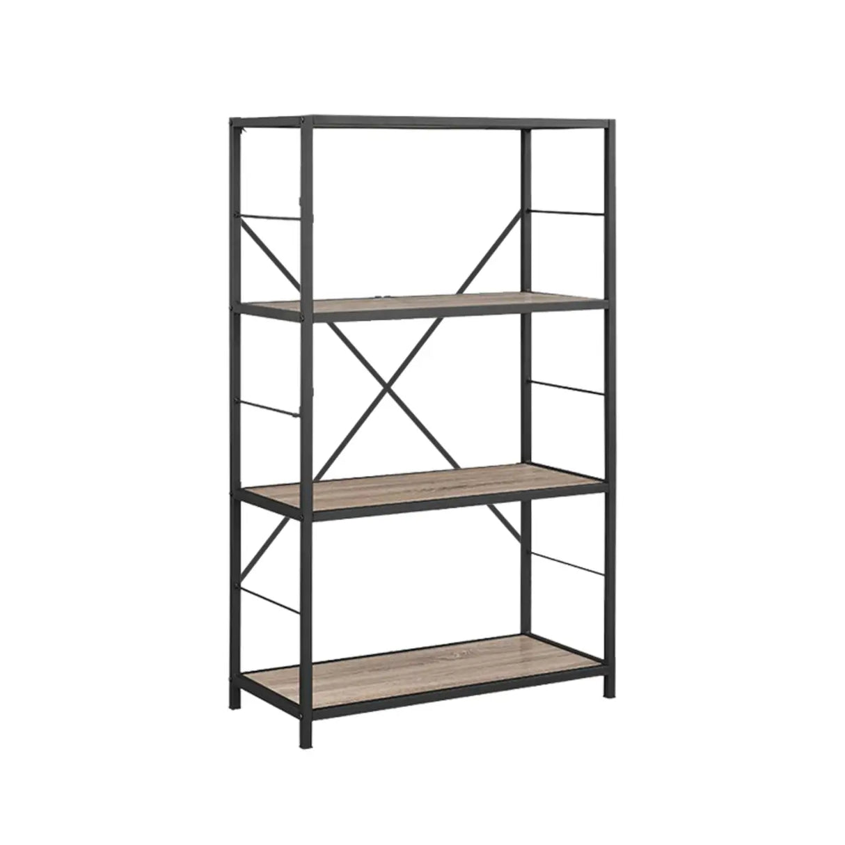 Black Iron Industrial Open Multi-Size Storage Bookshelf Image - 7