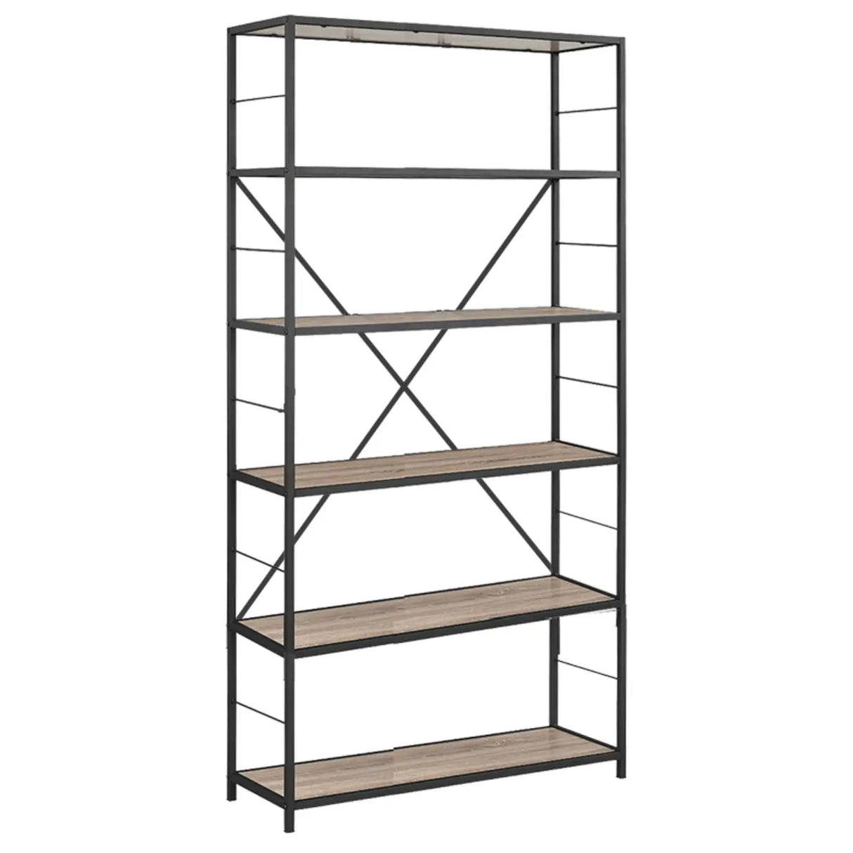 Black Iron Industrial Open Multi-Size Storage Bookshelf Image - 16