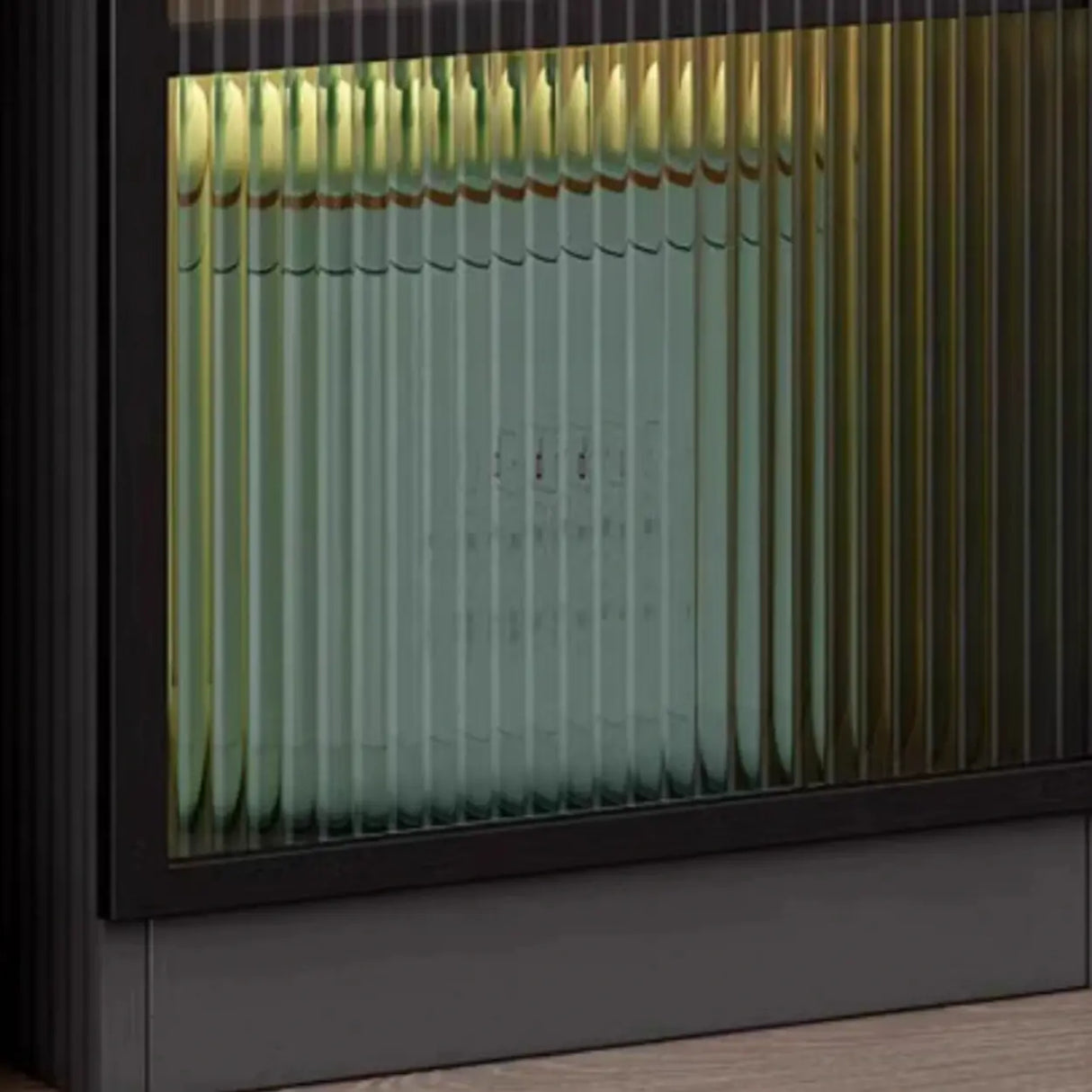 Black Kitchen Frosted Glass Tall Storage China Cabinet Image - 12