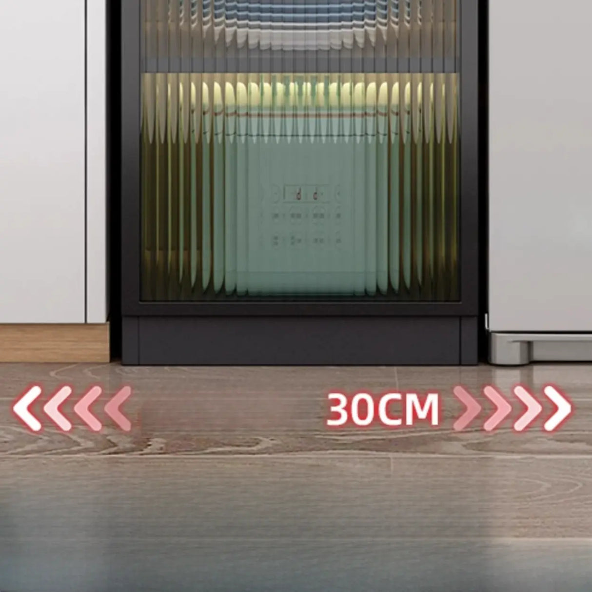 Black Kitchen Frosted Glass Tall Storage China Cabinet Image - 9