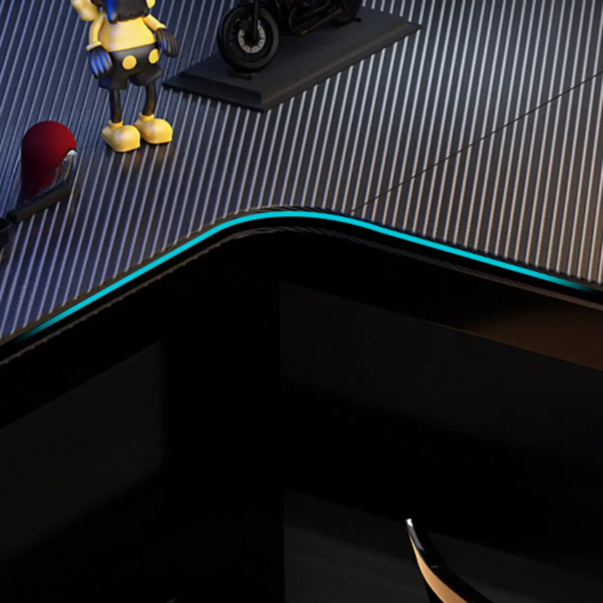 Black L-Shape Wooden Gaming Desk with Cord Management Image - 4