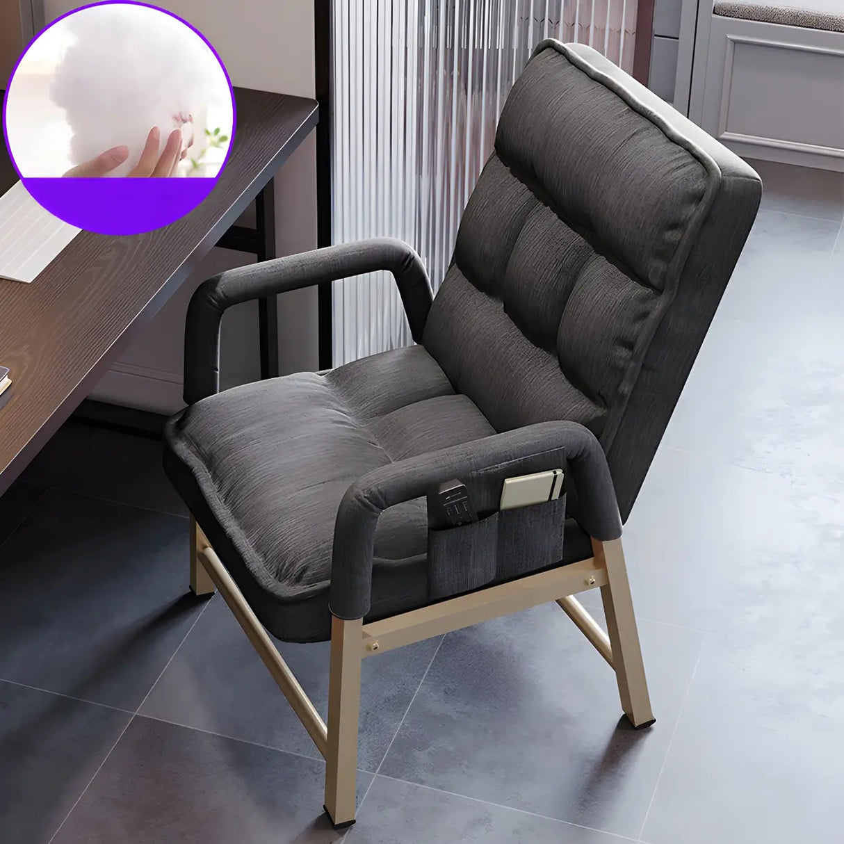 Black Large Adjustable Ergonomic PU Leather Office Chair Image - 11