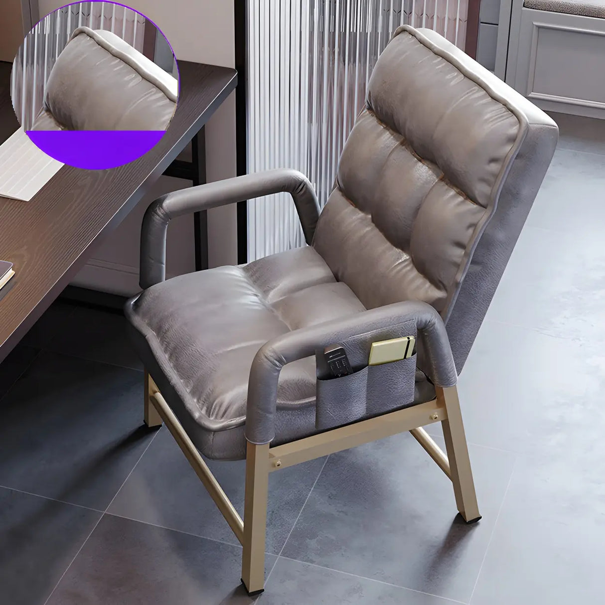 Black Large Adjustable Ergonomic PU Leather Office Chair Image - 15