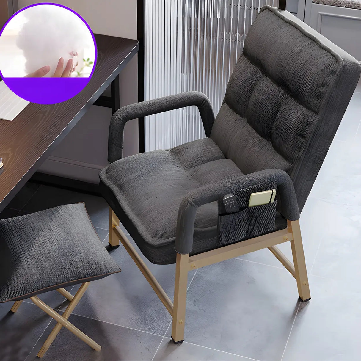 Black Large Adjustable Ergonomic PU Leather Office Chair Image - 2