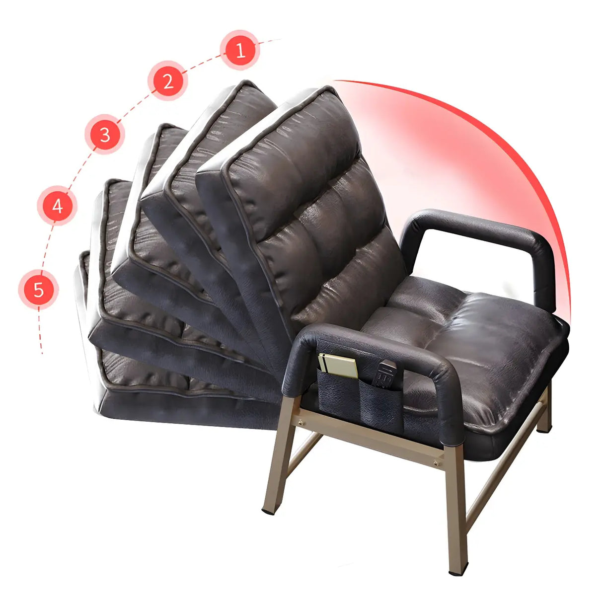 Black Large Adjustable Ergonomic PU Leather Office Chair Image - 20