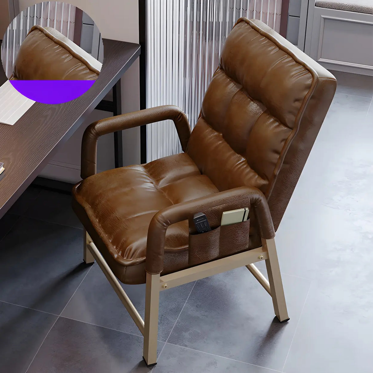 Black Large Adjustable Ergonomic PU Leather Office Chair Image - 21