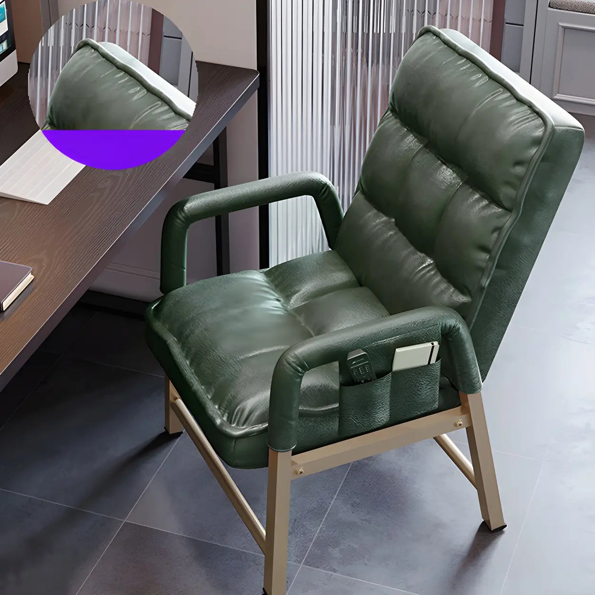 Black Large Adjustable Ergonomic PU Leather Office Chair Image - 22