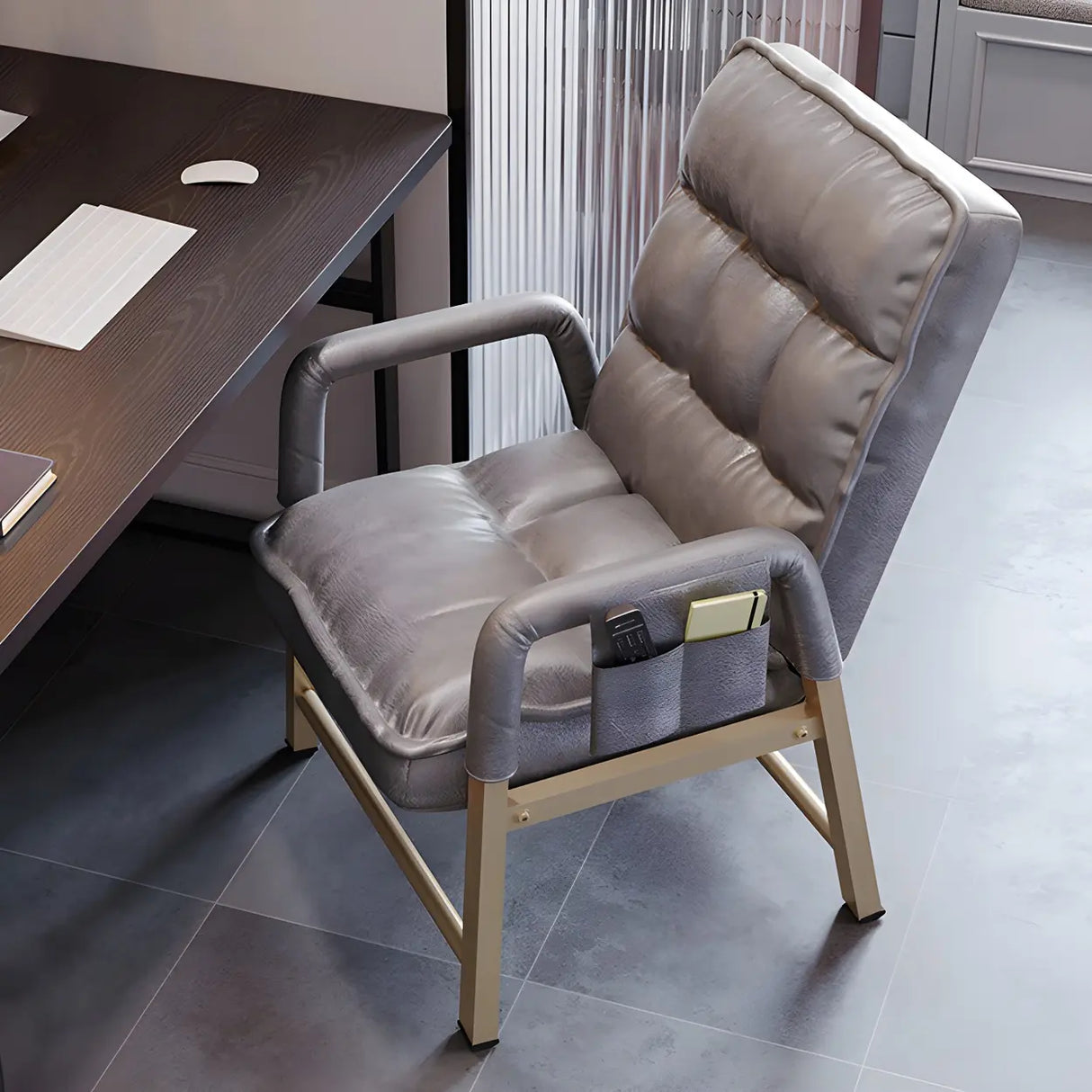 Black Large Adjustable Ergonomic PU Leather Office Chair Image - 3