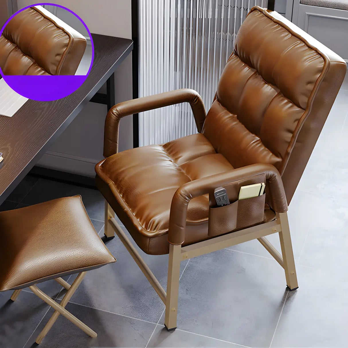 Black Large Adjustable Ergonomic PU Leather Office Chair Image - 7