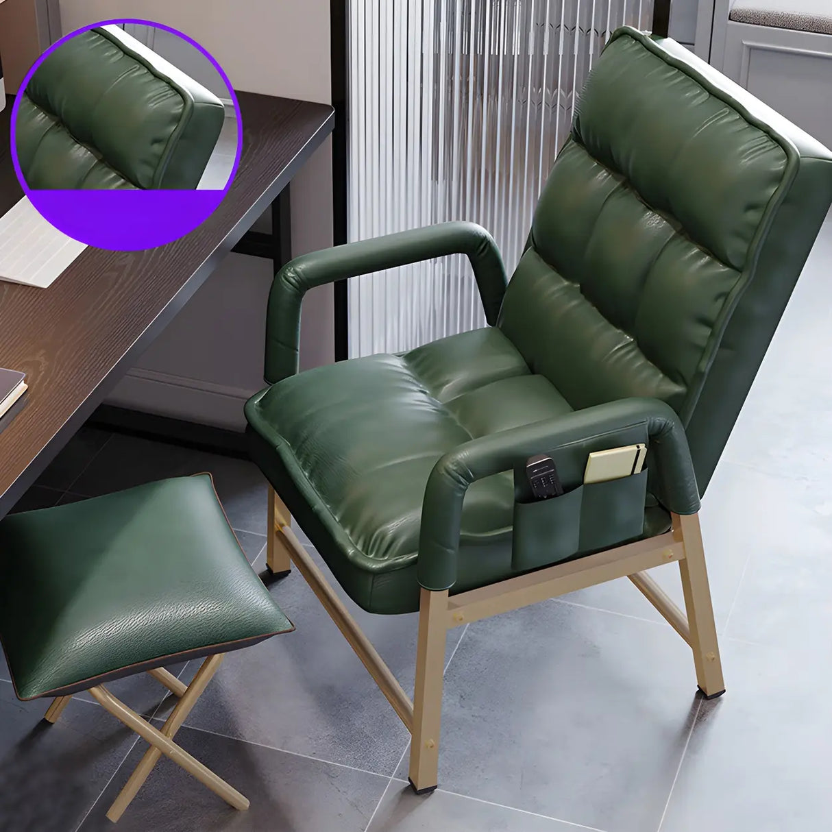 Black Large Adjustable Ergonomic PU Leather Office Chair Image - 9