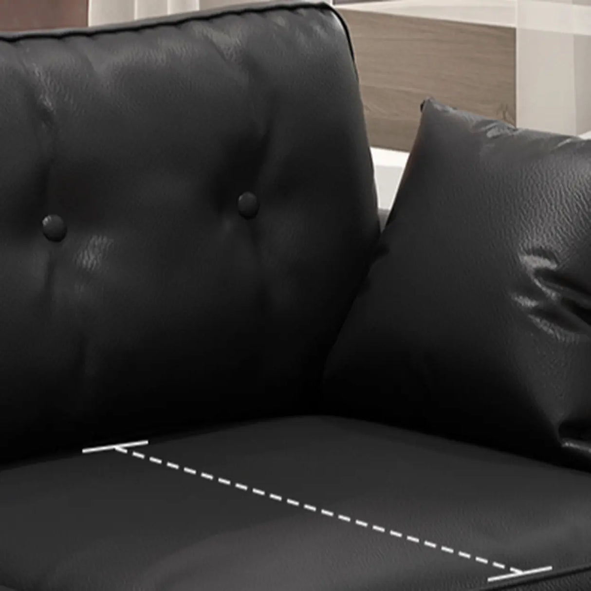 Black Leather Tufted Back Pillow Top Arm Loveseat Image - 13