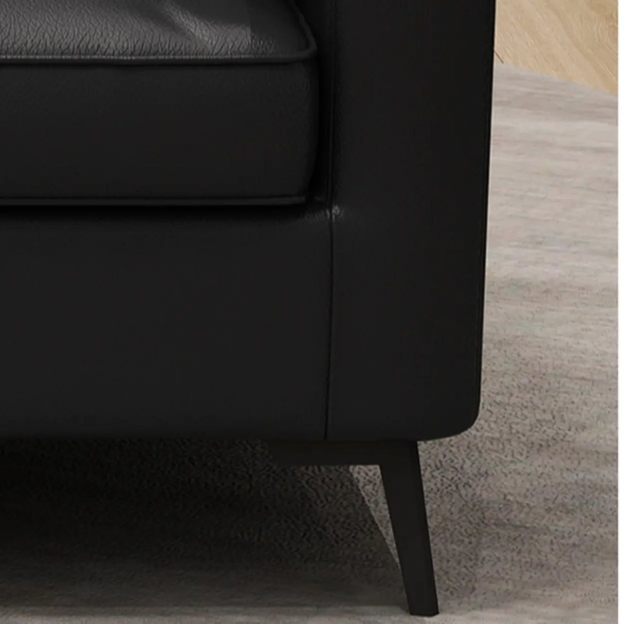 Black Leather Tufted Back Pillow Top Arm Loveseat Image - 14