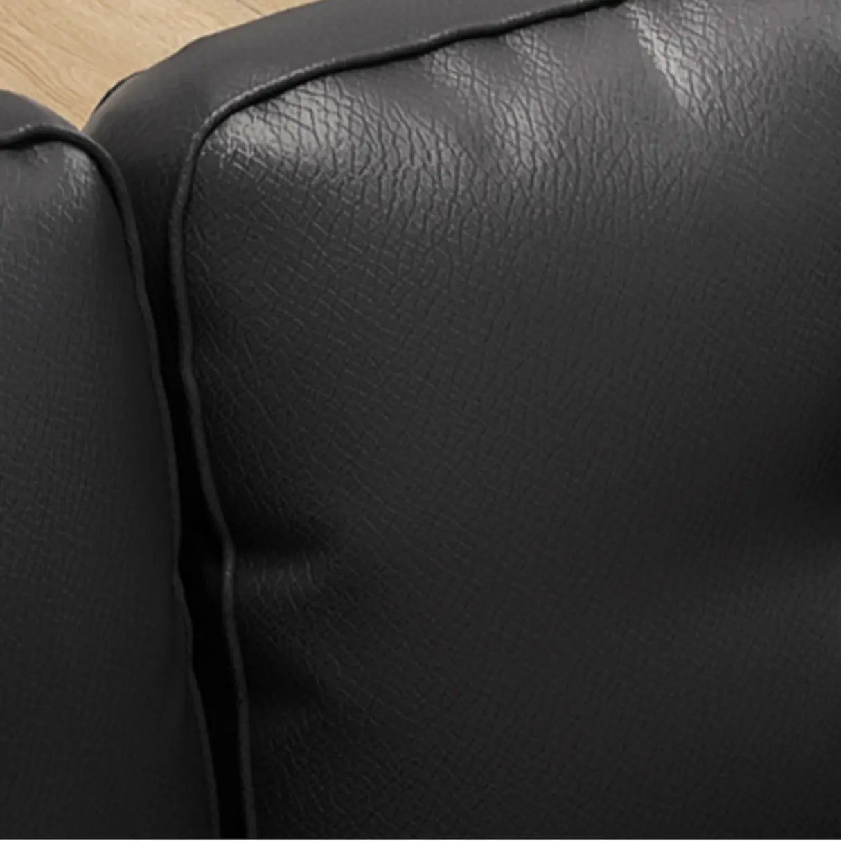 Black Leather Tufted Back Pillow Top Arm Loveseat Image - 6