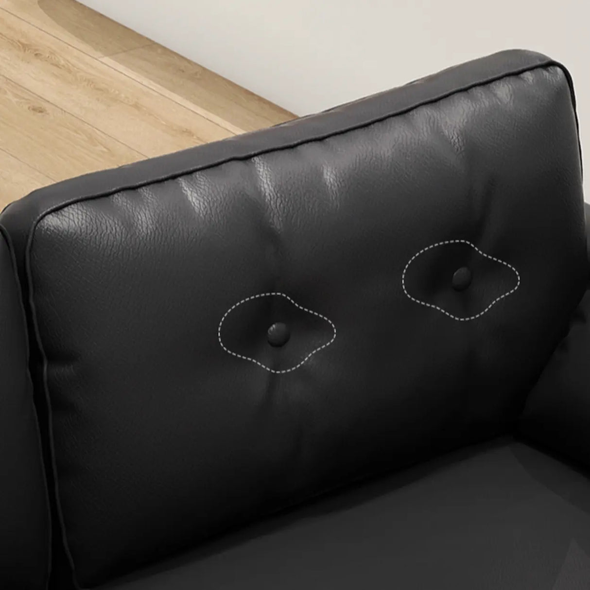 Black Leather Tufted Back Pillow Top Arm Loveseat Image - 8