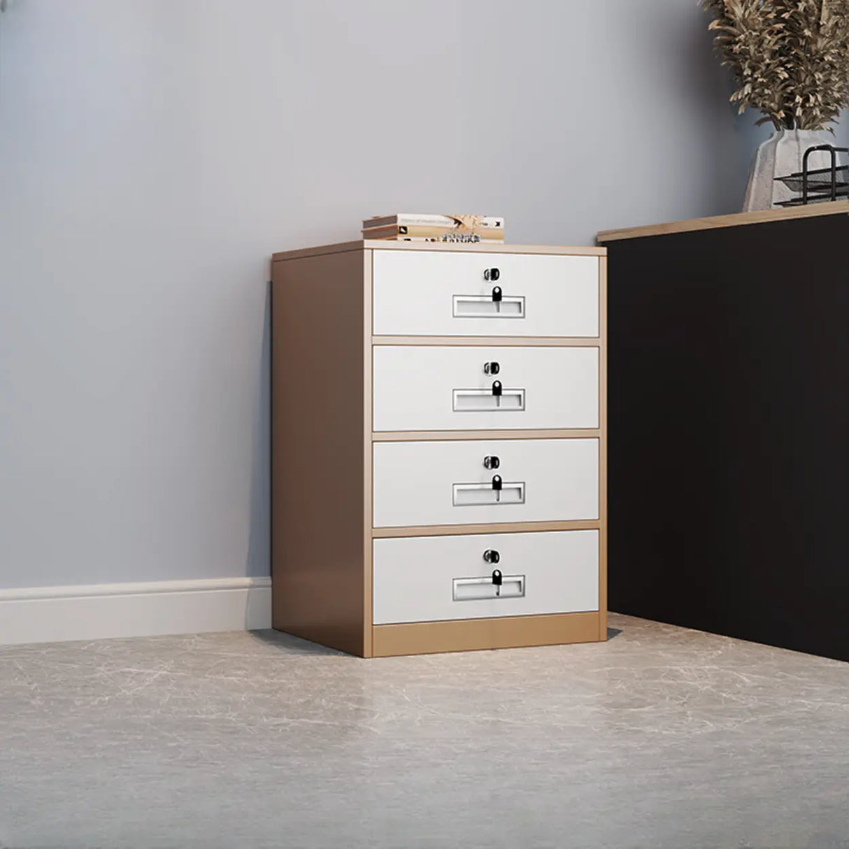 Black Lockable Steel Small Filing Cabinets with Drawers Image - 11