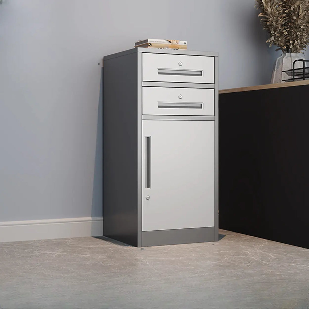 Black Lockable Steel Small Filing Cabinets with Drawers Image - 17