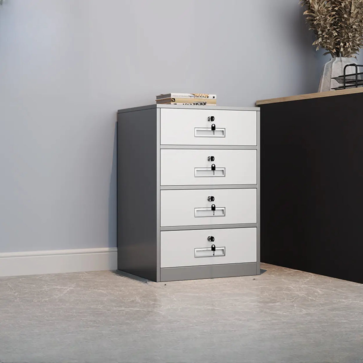 Black Lockable Steel Small Filing Cabinets with Drawers Image - 21
